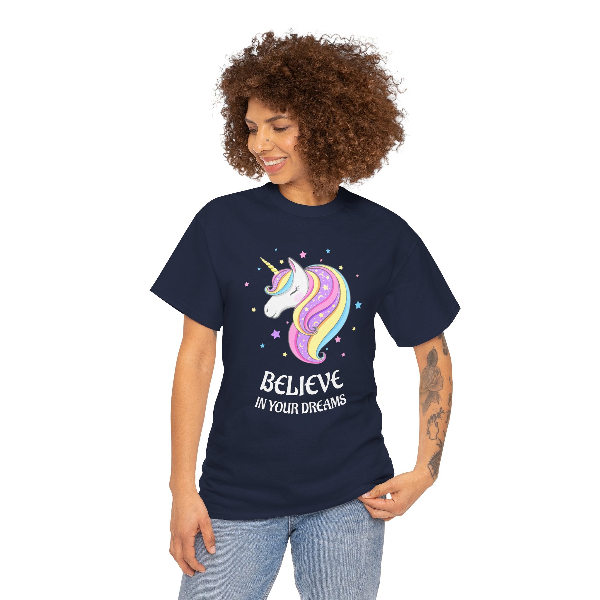 "Believe in Your Dreams" Magical Unicorn Cotton T-Shirt