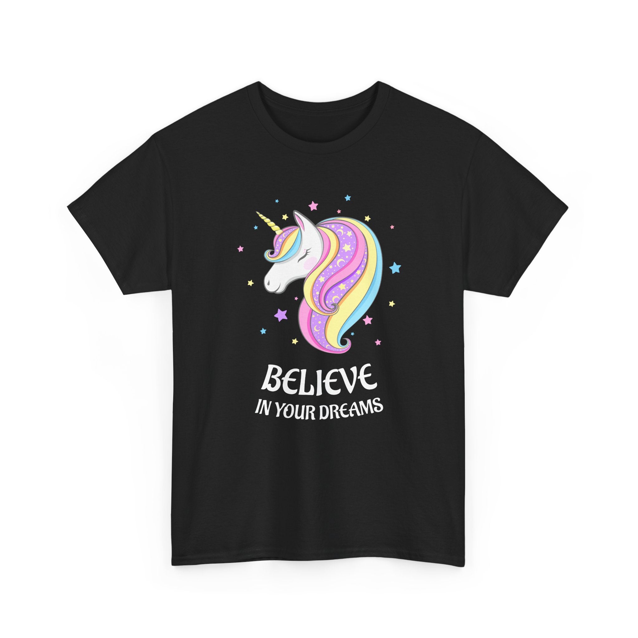 "Believe in Your Dreams" Magical Unicorn Cotton T-Shirt