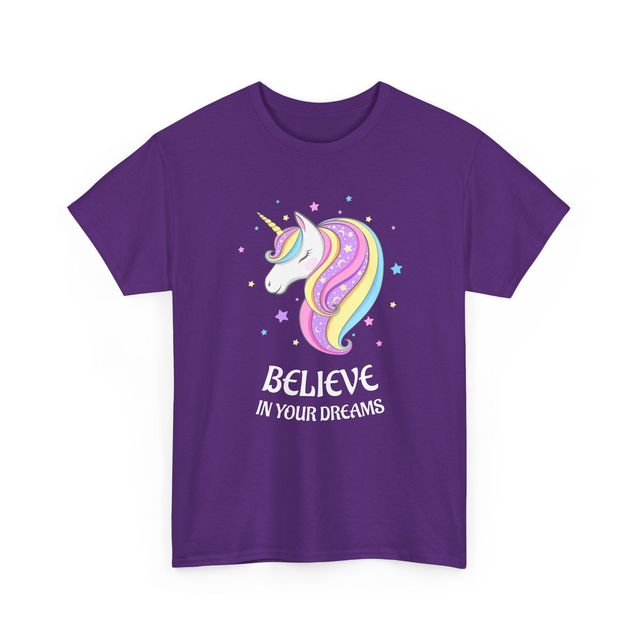 "Believe in Your Dreams" Magical Unicorn Cotton T-Shirt