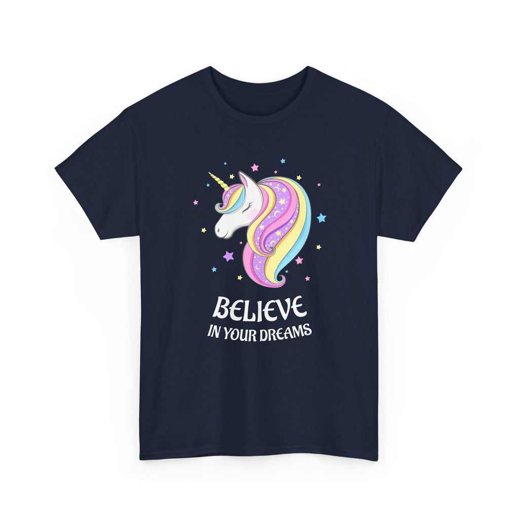 "Believe in Your Dreams" Magical Unicorn Cotton T-Shirt