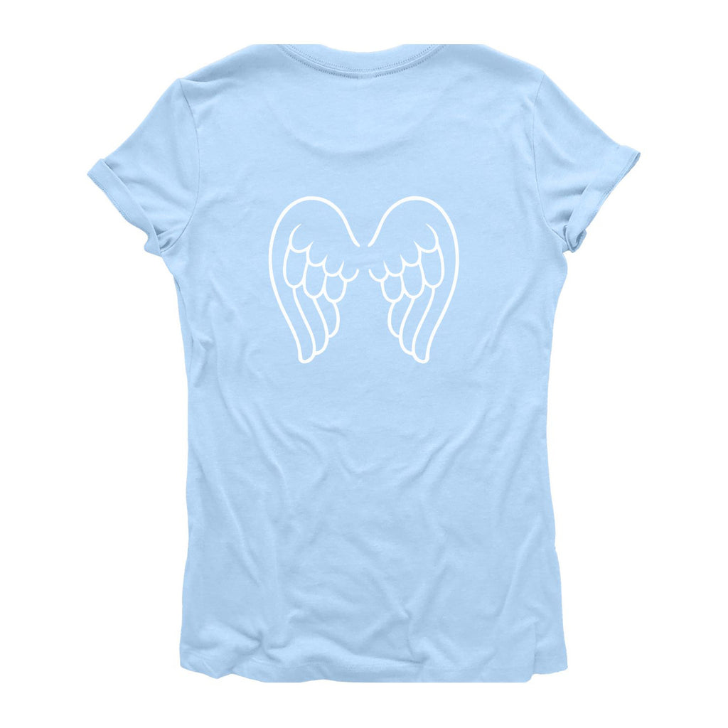 Angel Wings T-Shirt for Women, Cotton, Slim Fit, Baby Blue (Back)