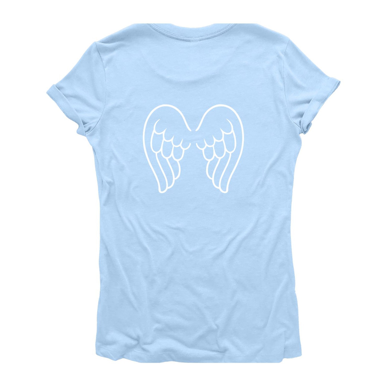 Angel Wings T-Shirt for Women, Cotton, Slim Fit, Baby Blue (Back)