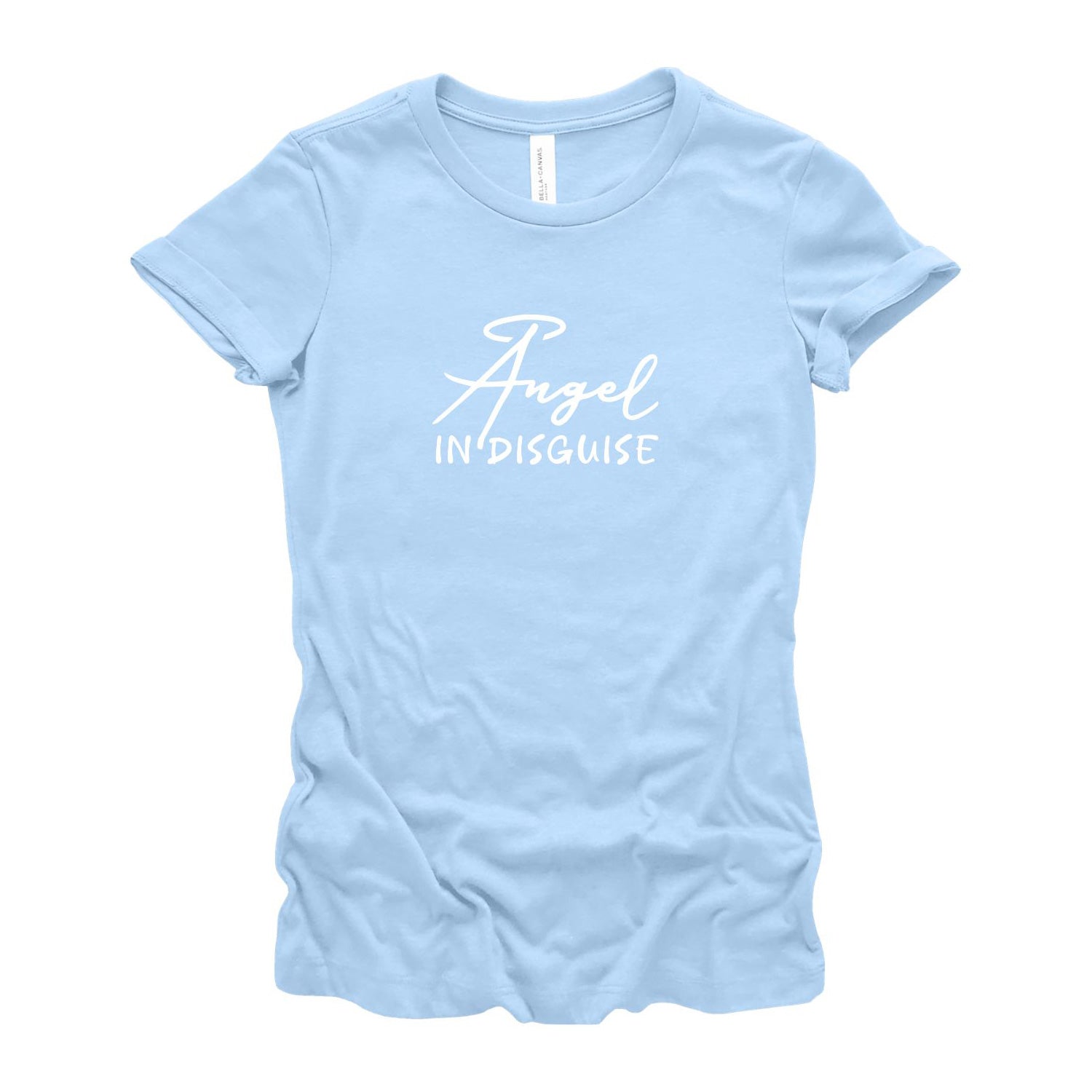 Angel Wings T-Shirt for Women, Cotton, Slim Fit, Baby Blue (Front)