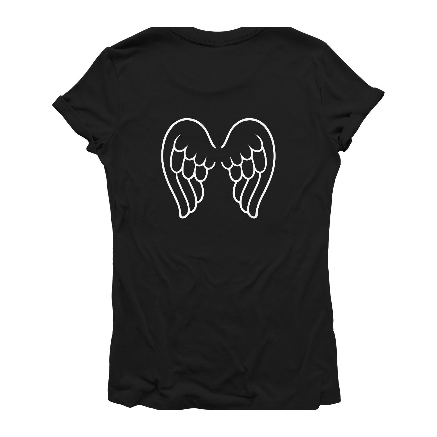 Angel Wings T-Shirt for Women, Cotton, Slim Fit, Black (Back)