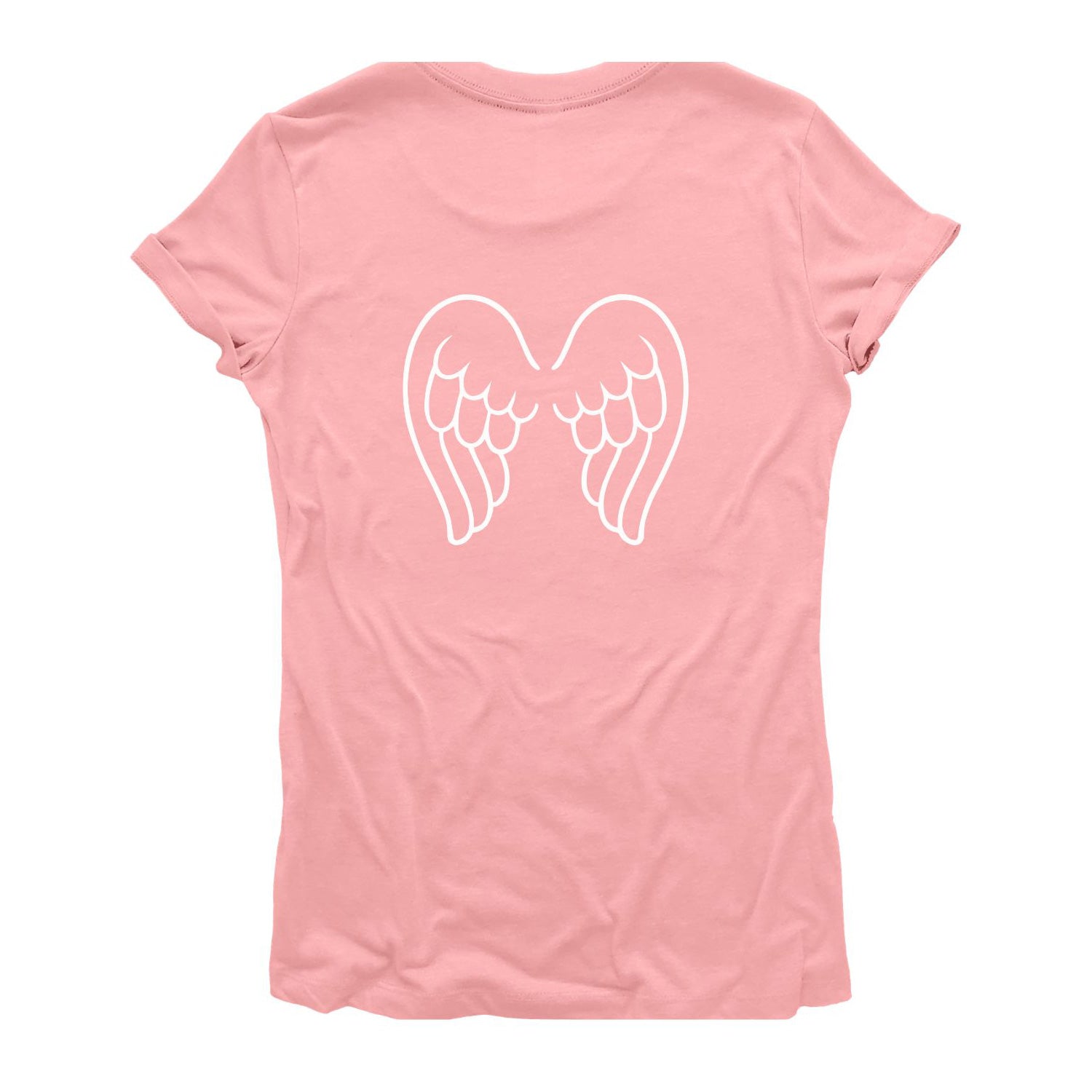 Angel Wings T-Shirt for Women, Cotton, Slim Fit, Pink (Back)