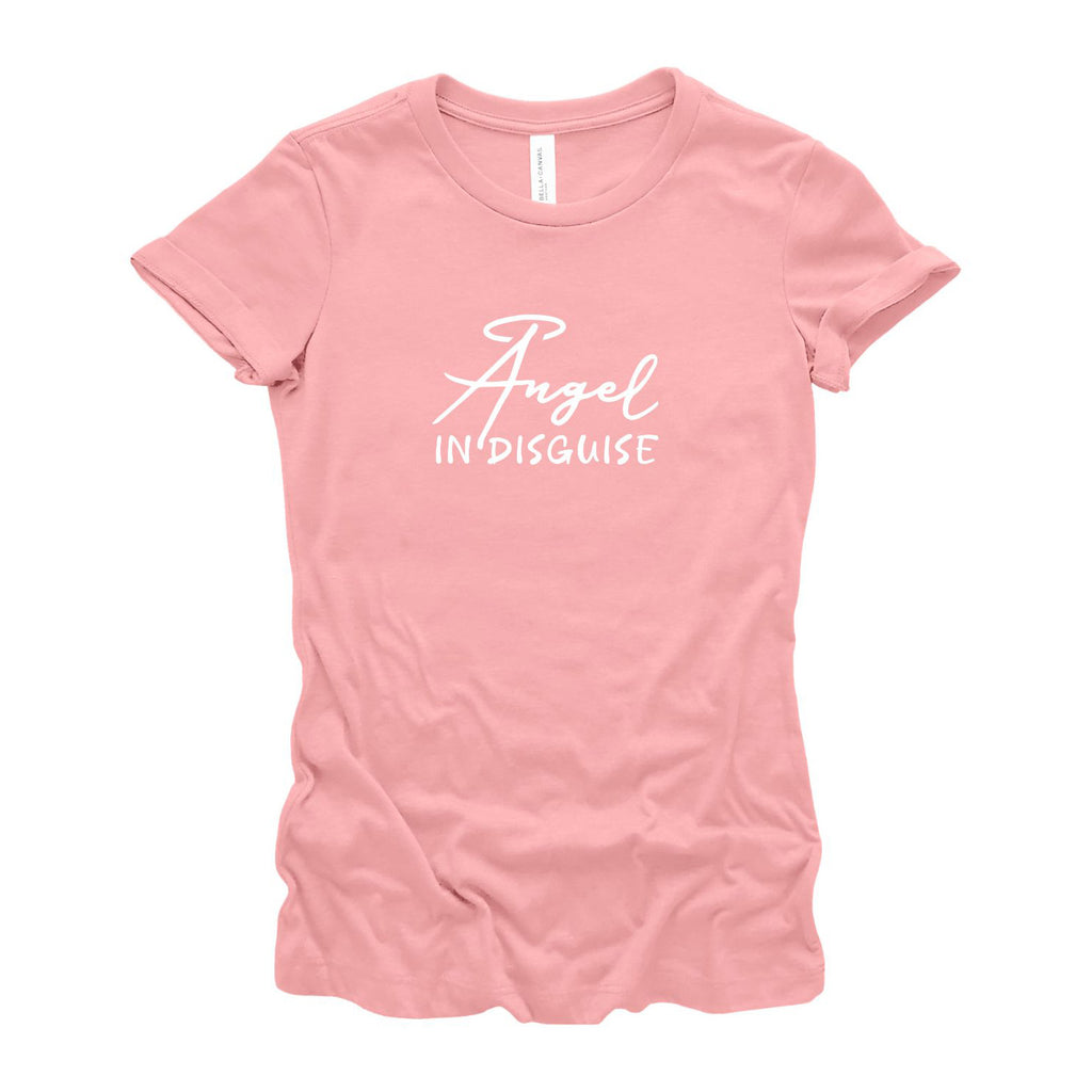 Angel Wings T-Shirt for Women, Cotton, Slim Fit, Pink (Front)