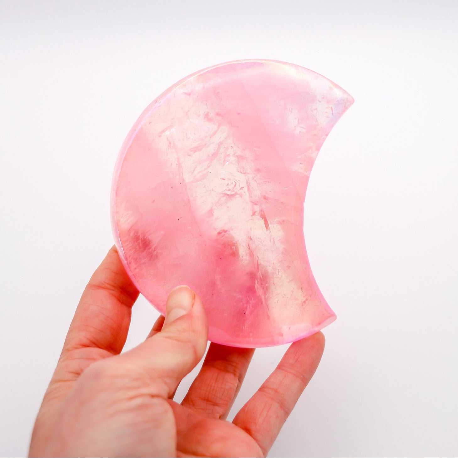 Aura Quartz Crystal Crescent Moon Pink