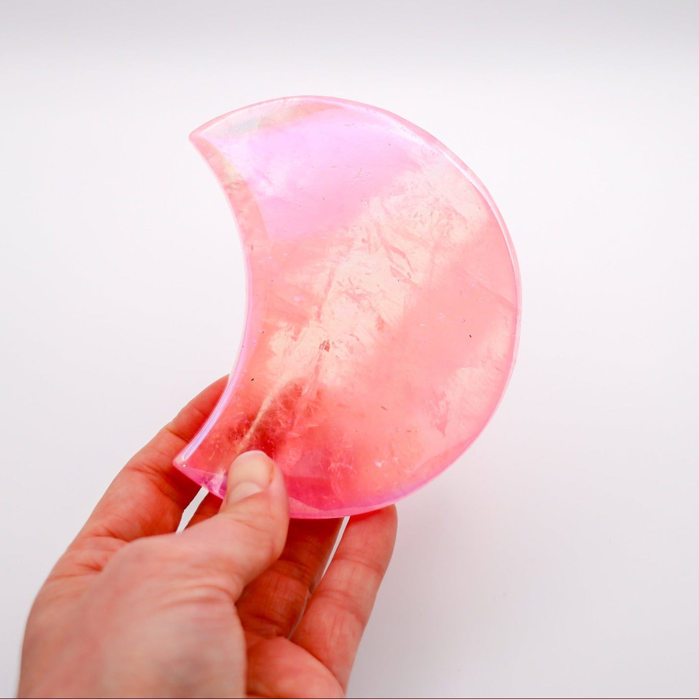 Aura Quartz Crystal Crescent Moon Pink