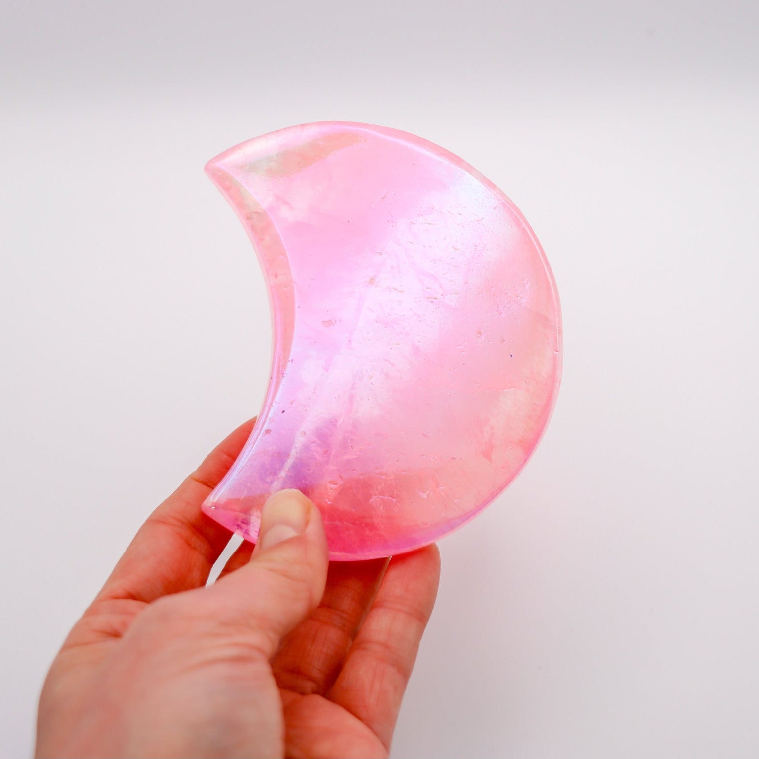 Aura Quartz Crystal Crescent Moon Pink
