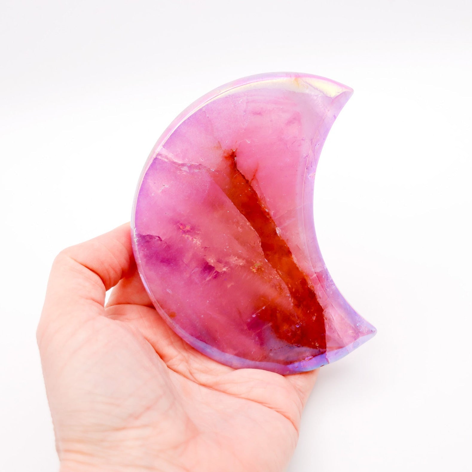 Aura Crescent Moon Quartz Crystal Purple