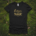 "Believe in Your Magic" Cotton Slim Fit T-Shirt (Black)