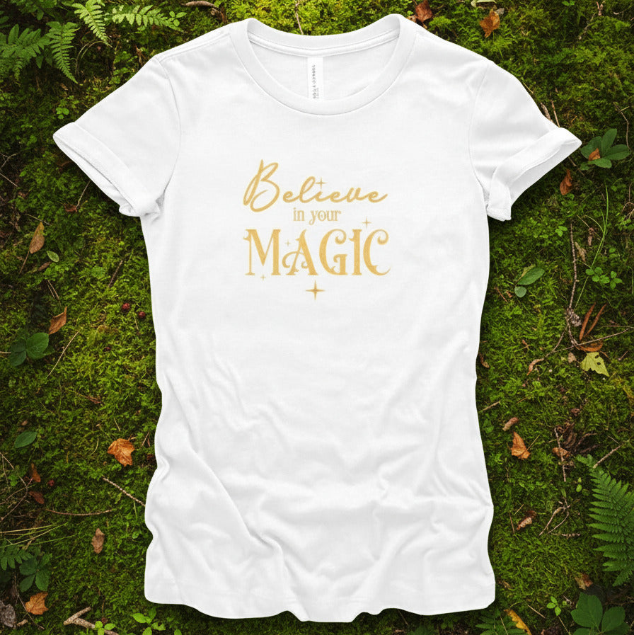 "Believe in Your Magic" Cotton Slim Fit T-Shirt (White)