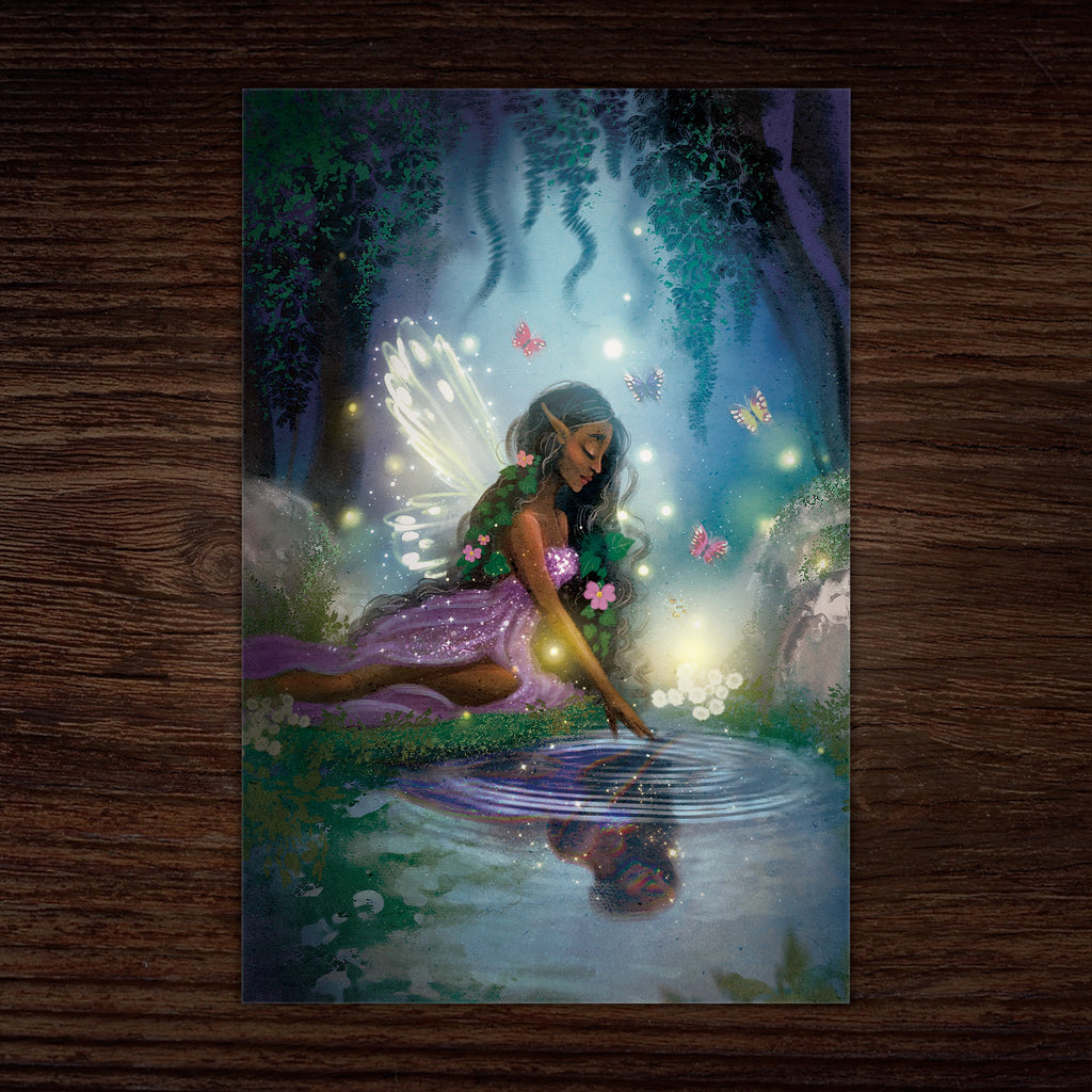 Magic Mirror Folded Greeting Card, Enchanted Fairy Forest (12), 4 x 6 inches