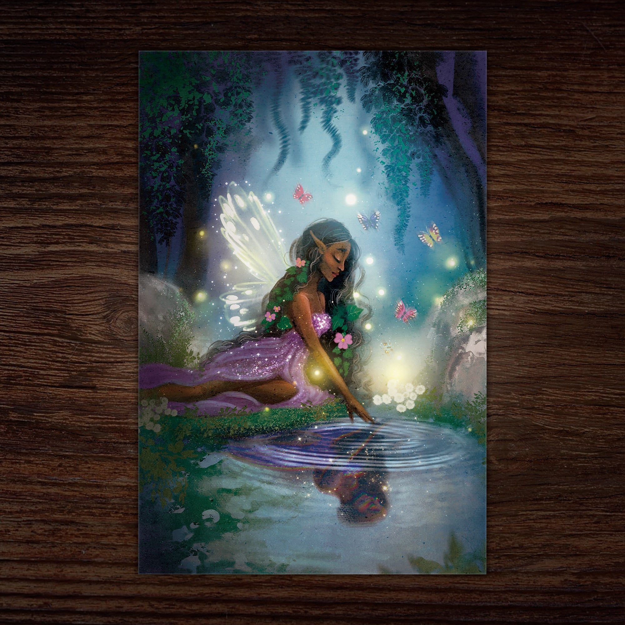Magic Mirror Folded Greeting Card, Enchanted Fairy Forest (12), 4 x 6 inches