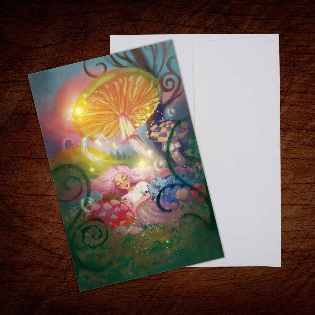 Magical Mushrooms Greeting Card, Enchanted Fairy Forest (13), with Envelope