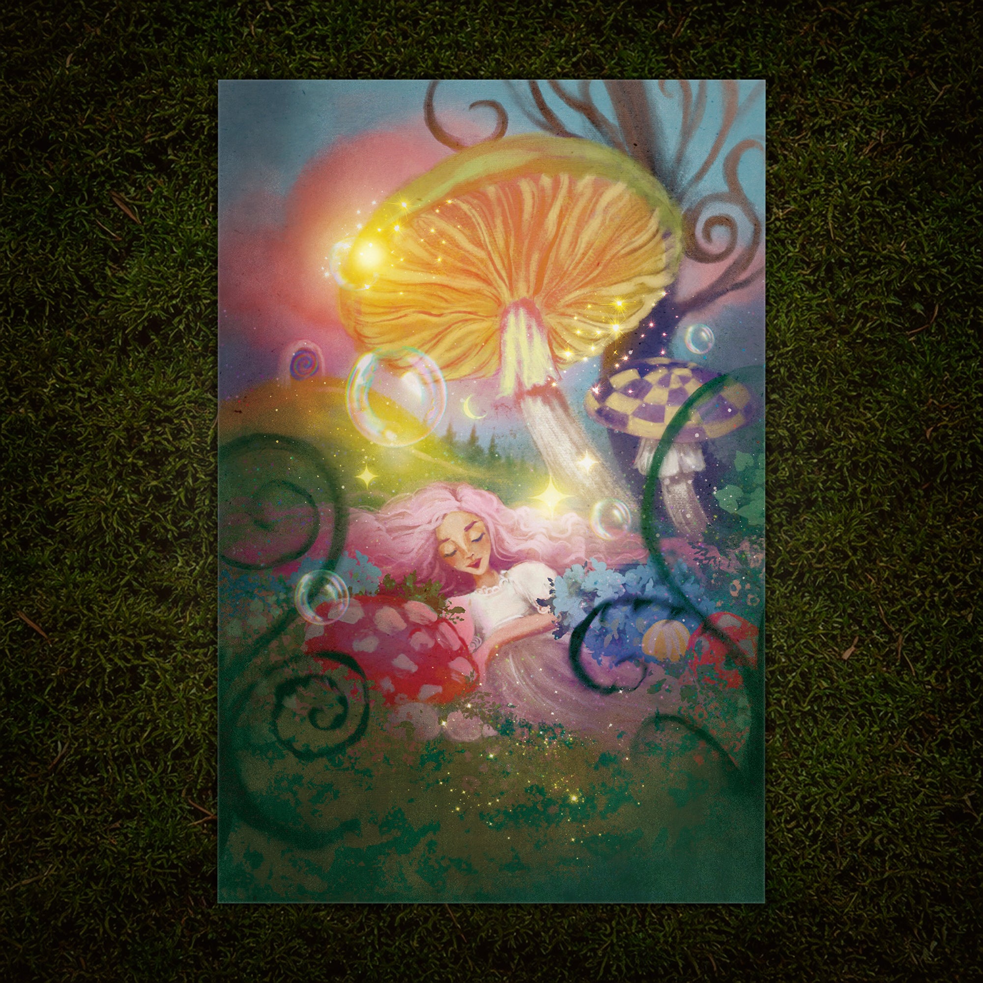 Magical Mushrooms Greeting Card, Enchanted Fairy Forest (13), 4 x 6 inches