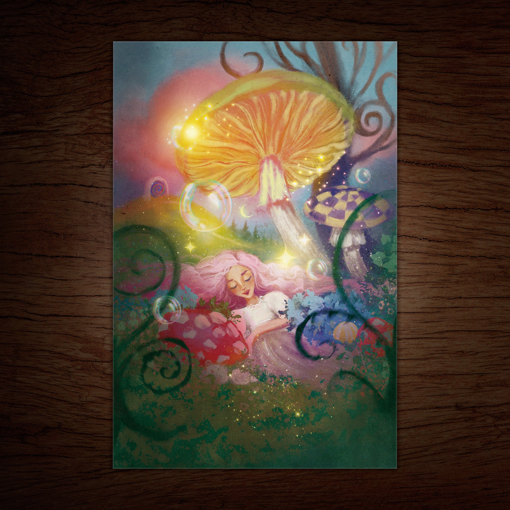 Magical Mushrooms Greeting Card, Enchanted Fairy Forest (13), 4 x 6 inches