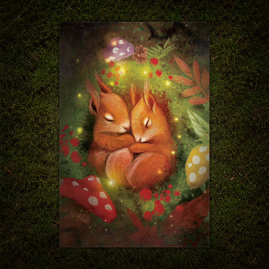 Squirrels Greeting Card, Magical Fairy Forest (20), 4 x 6 inches