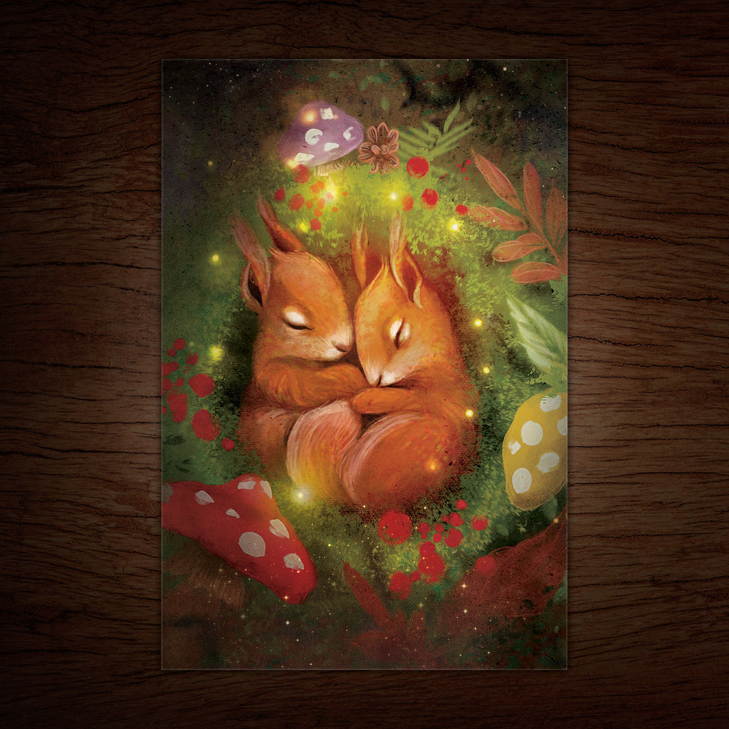 Squirrels Greeting Card, Magical Fairy Forest (20), 4 x 6 inches
