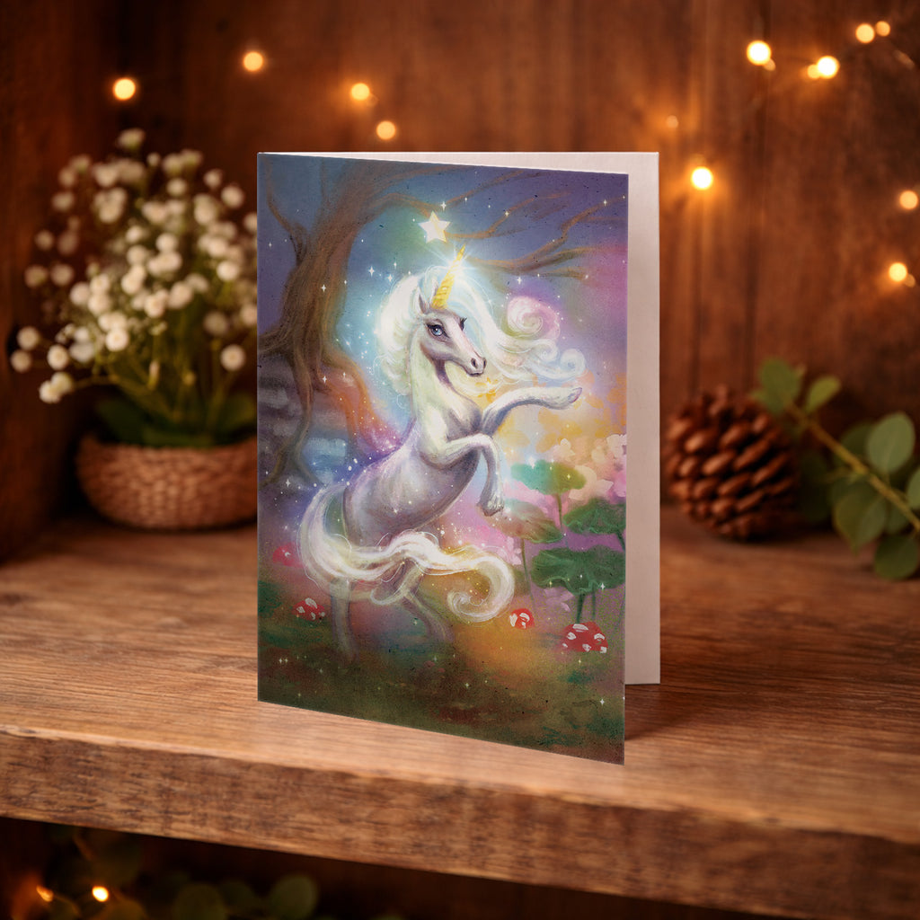 Magical Unicorn Greeting Card, Enchanted Forest Art Print (33)