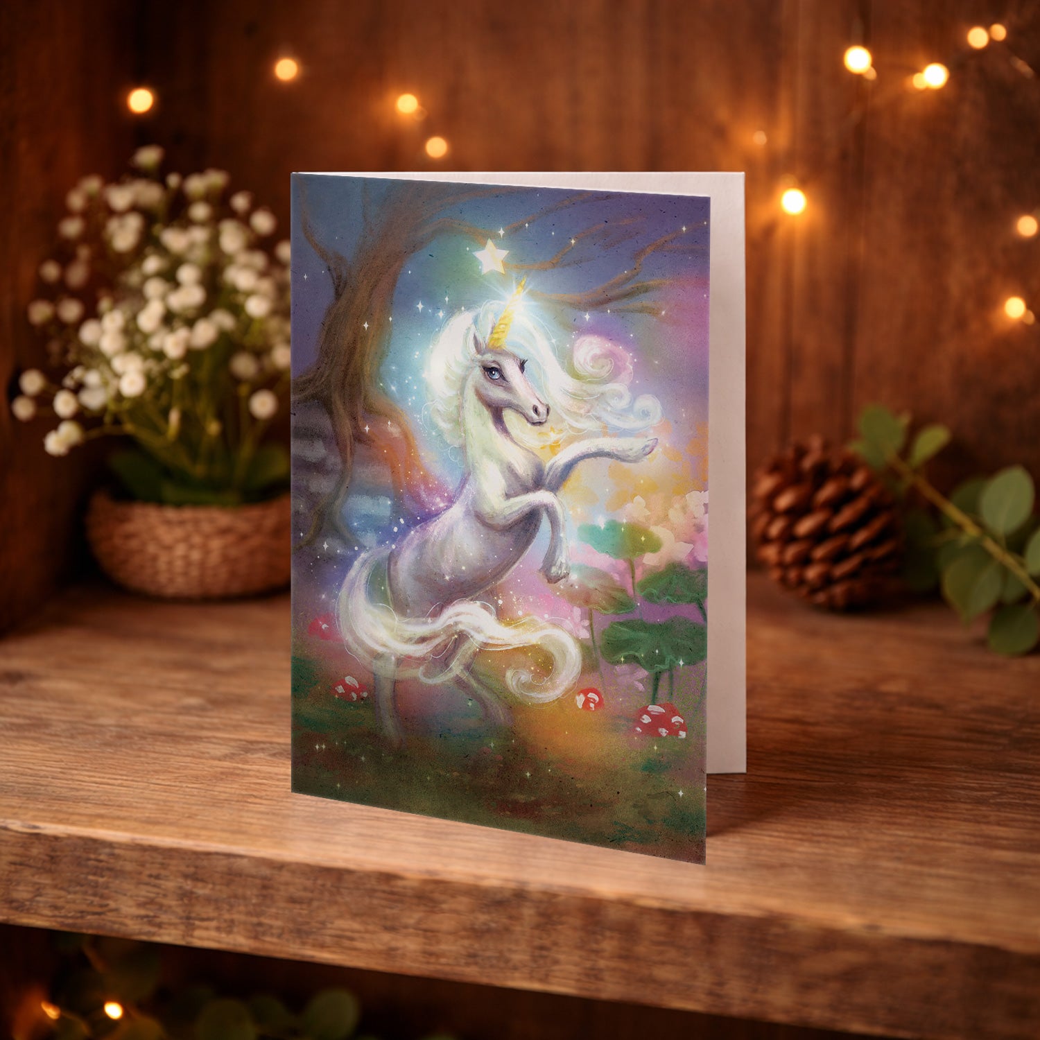 Magical Unicorn Greeting Card, Enchanted Forest Art Print (33)