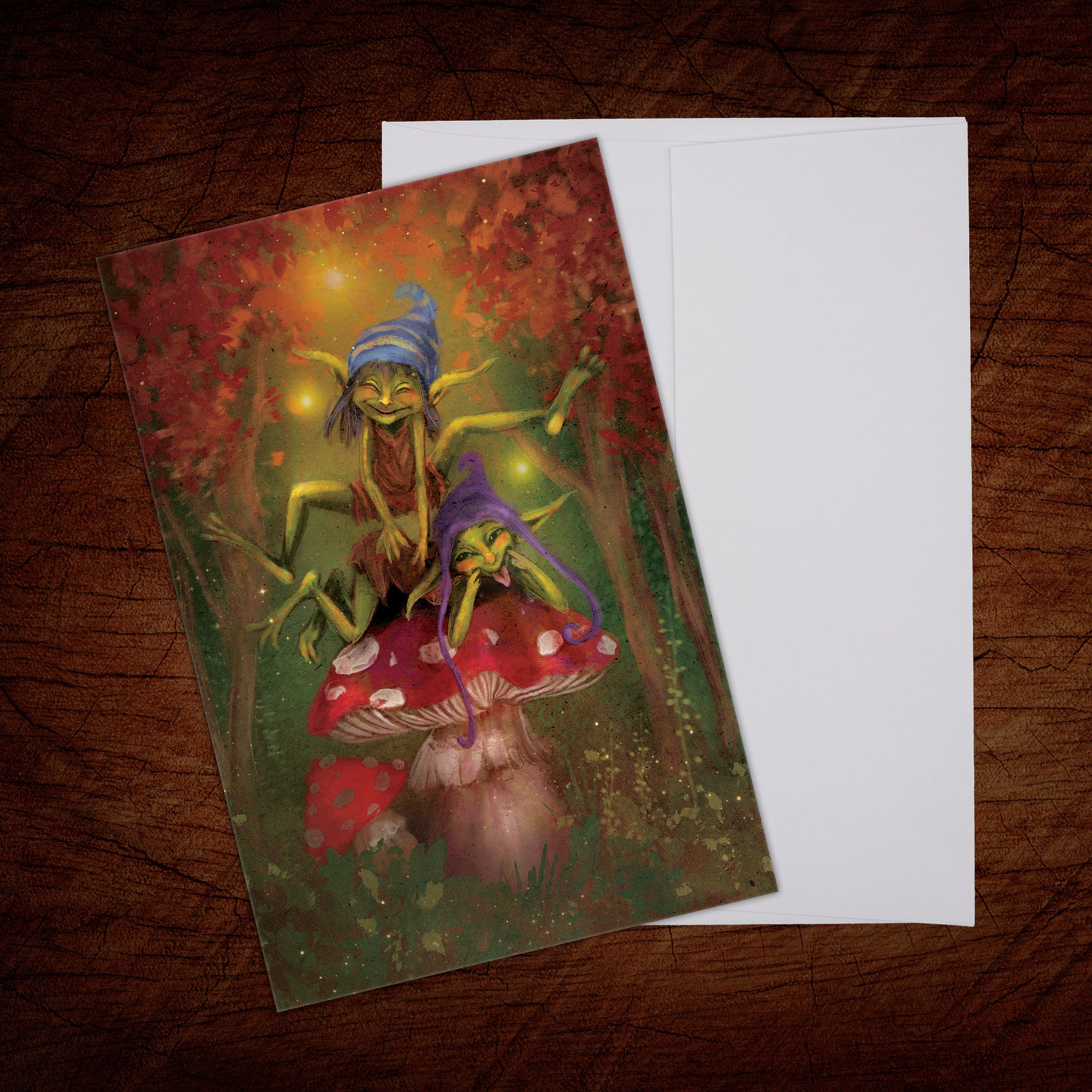 Playful Goblins Greeting Card, Magical Fairy Forest (39), with Envelope