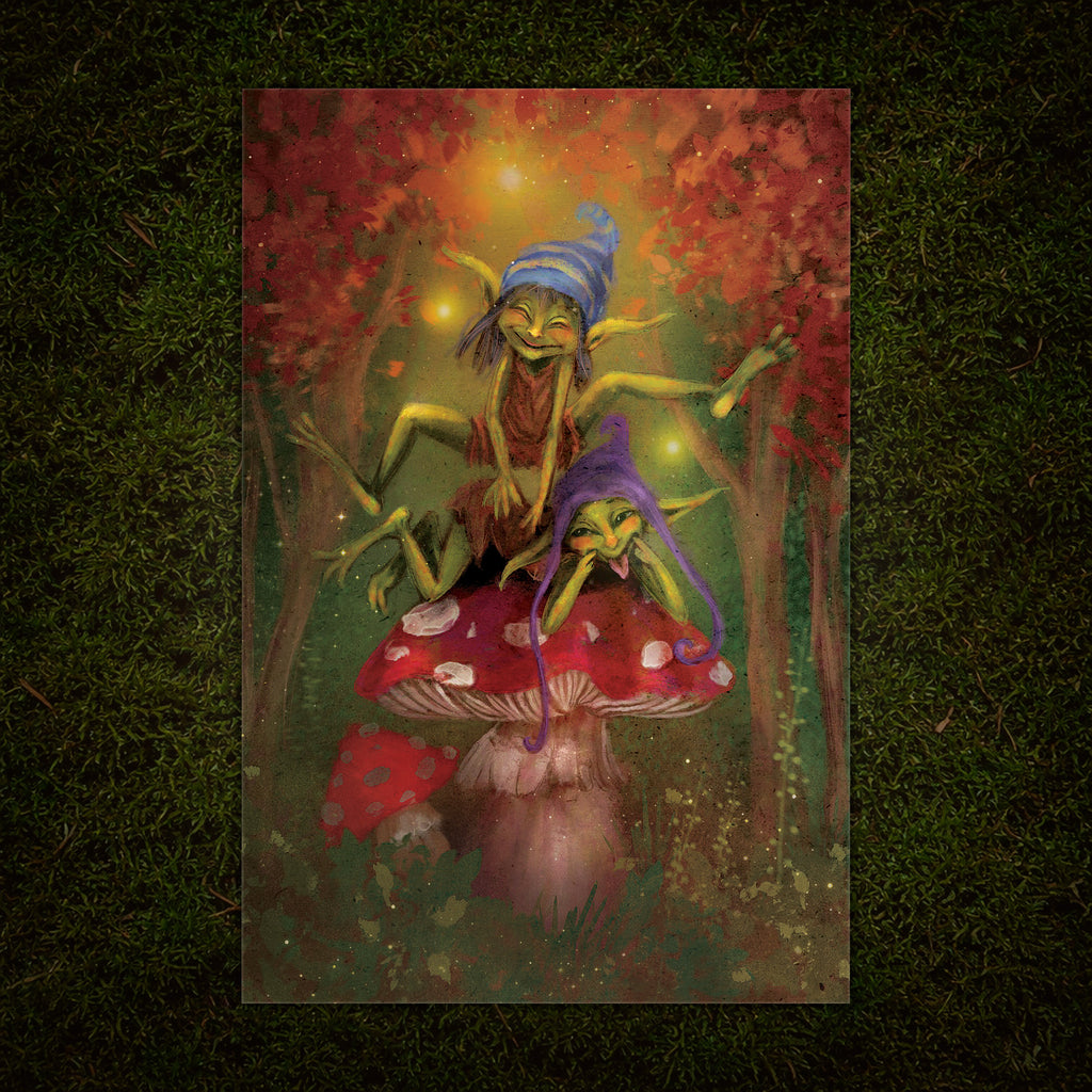Playful Goblins Greeting Card, Magical Fairy Forest (39), 4 x 6 inches