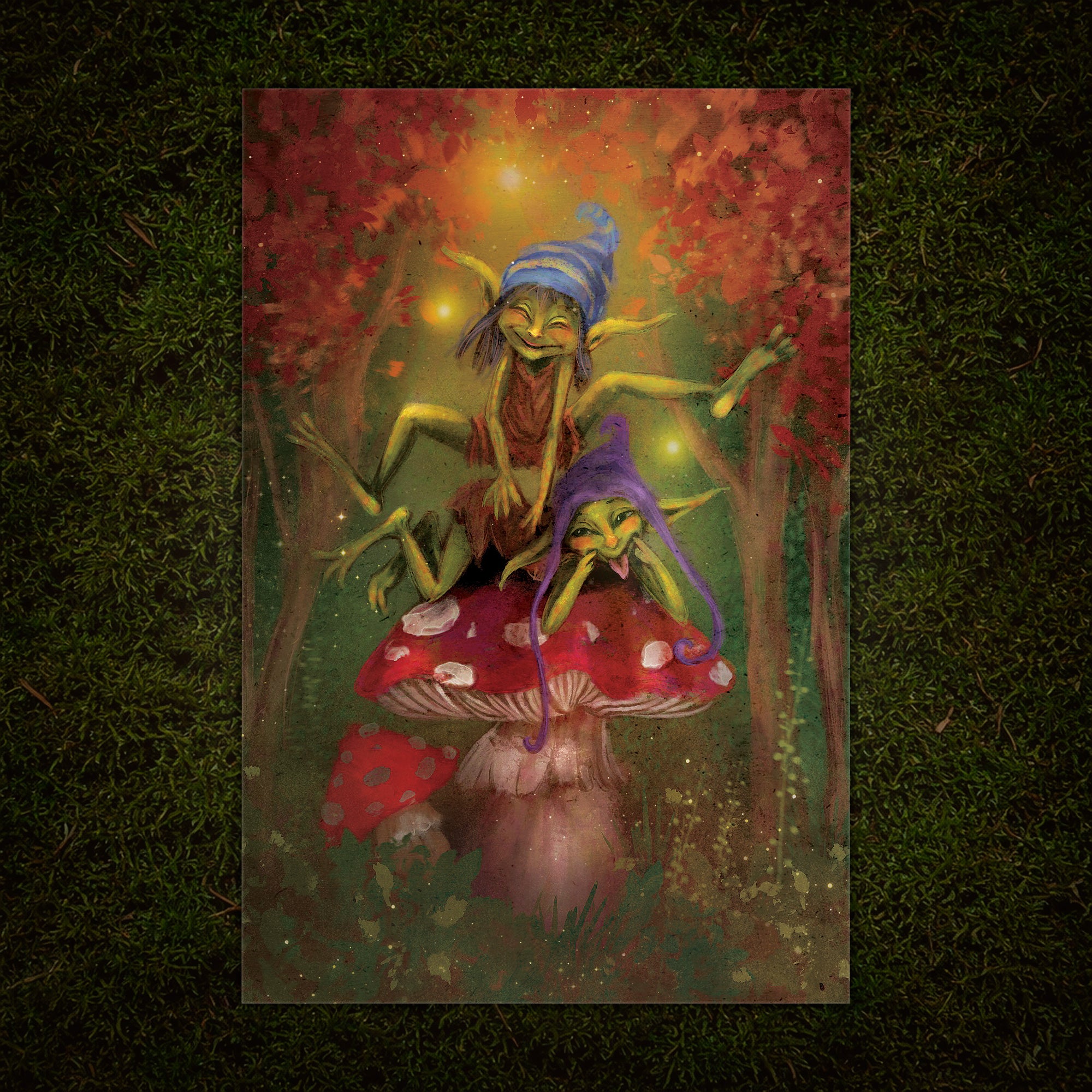 Playful Goblins Greeting Card, Magical Fairy Forest (39), 4 x 6 inches