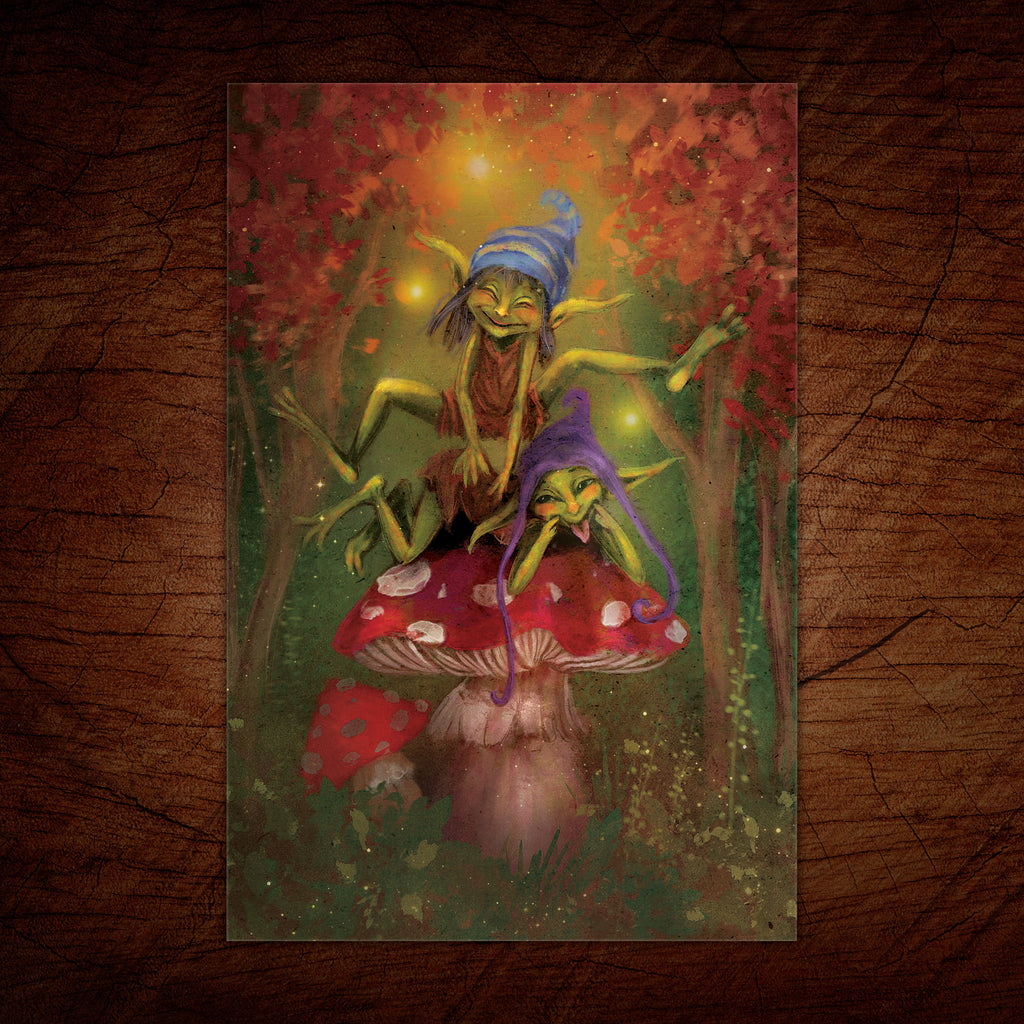 Playful Goblins Greeting Card, Magical Fairy Forest (39), 4 x 6 inches