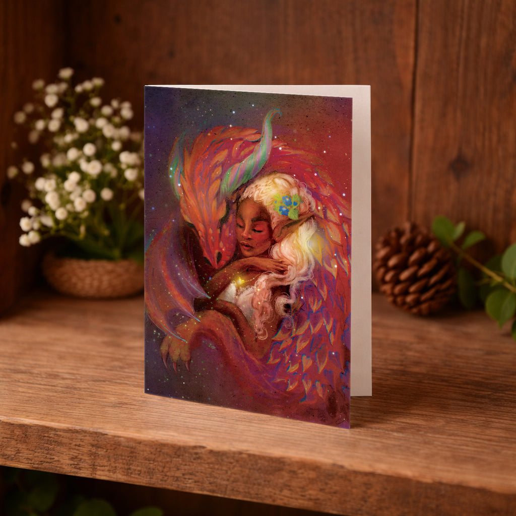 Fairy and Dragon Folded Greeting Card, Enchanted Forest Magic (44)