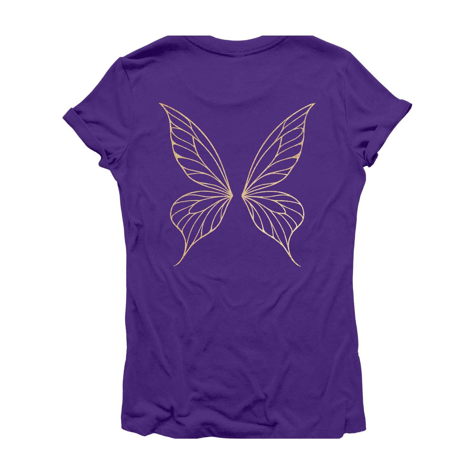Fairy Wings T-Shirt for Women, 100% Cotton, with Inspirational Quote "Be the Magic" (Purple)