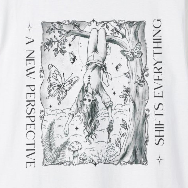 Women's Inspirational Cotton T-Shirt: A New Perspective (Closeup)