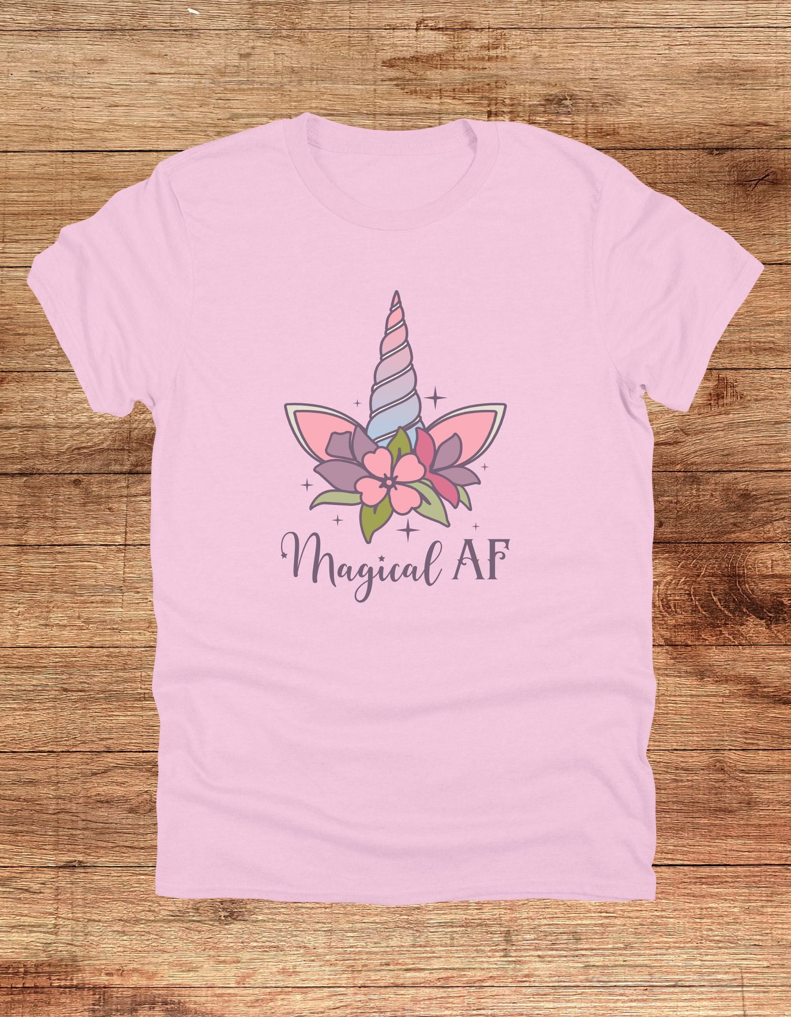 "Magical AF" Unicorn Horn Cotton T-Shirt (Pink)