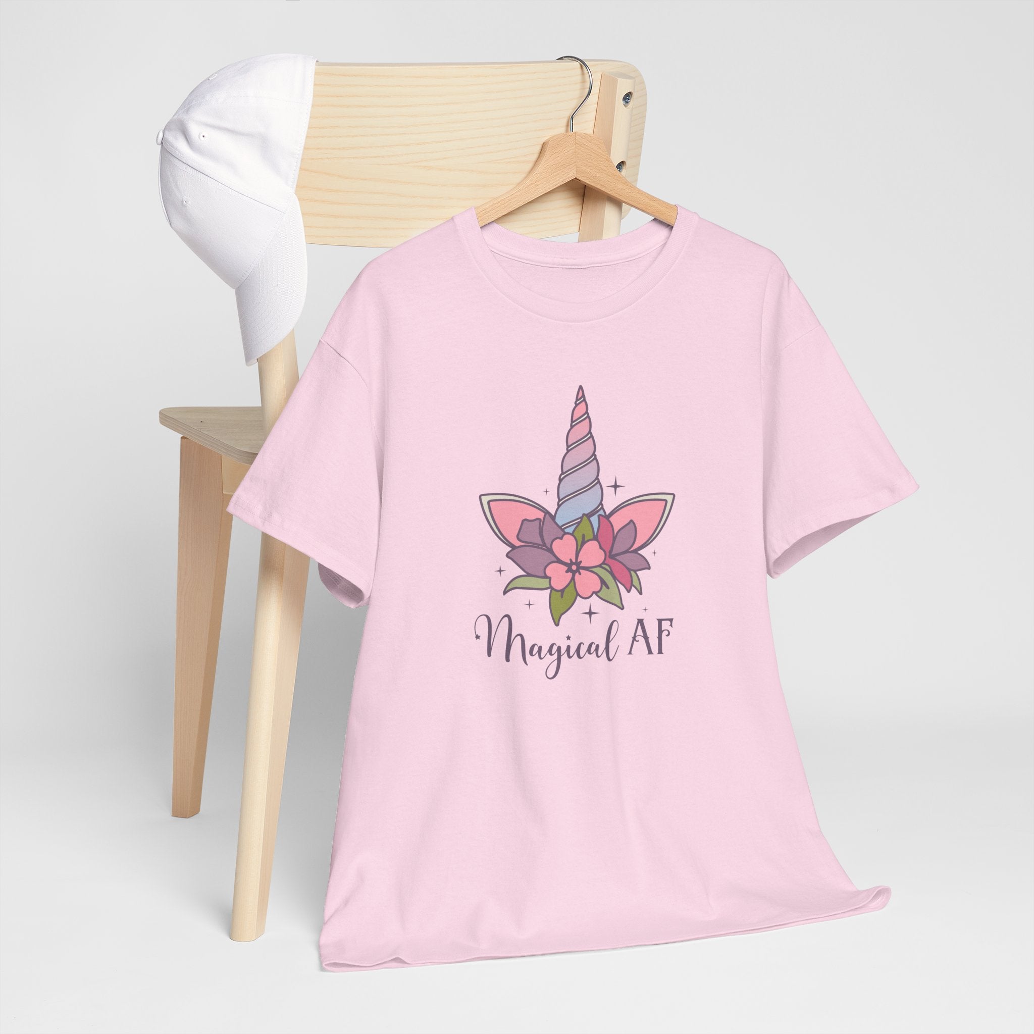"Magical AF" Unicorn Horn Cotton T-Shirt (Pink)