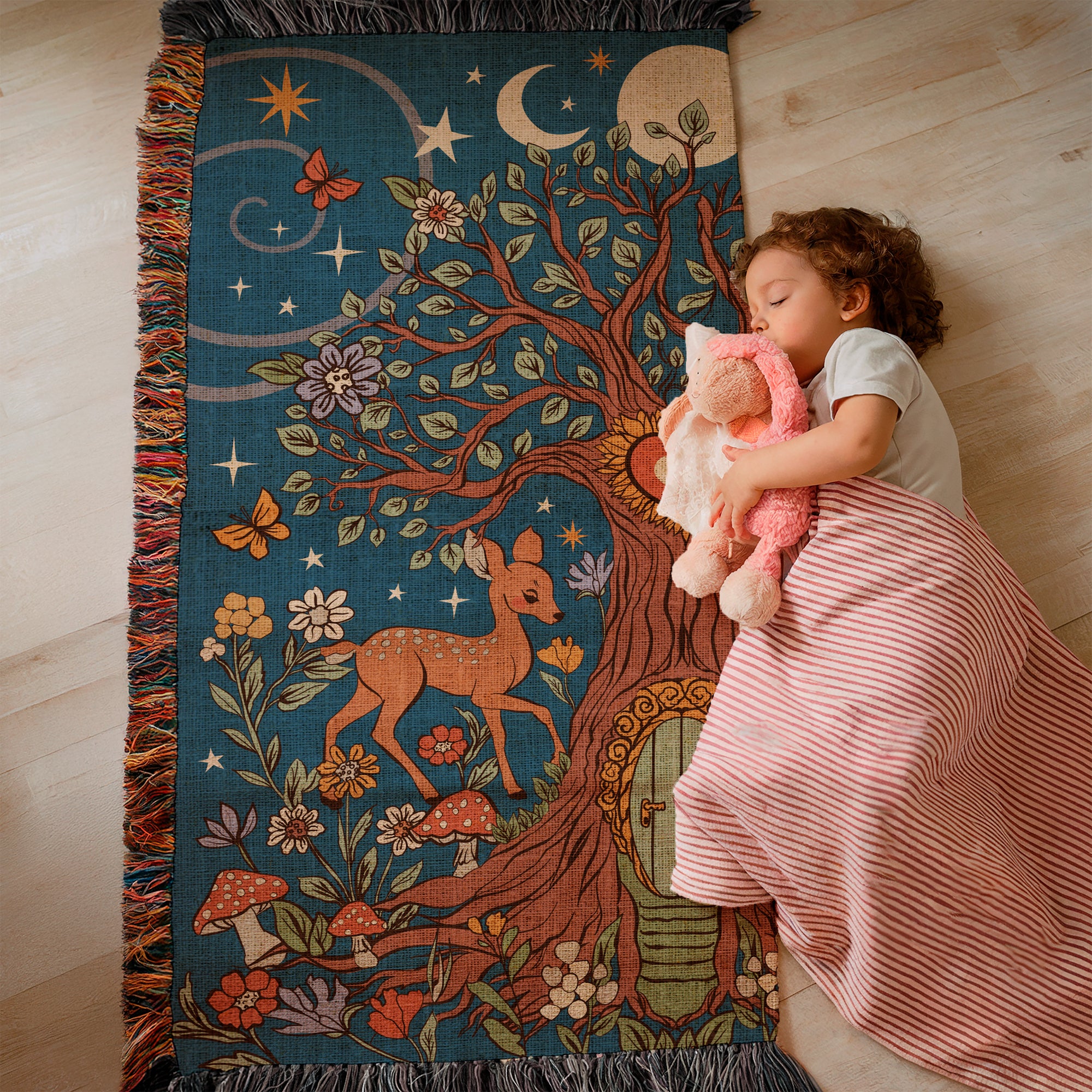 Magical Forest Woven Blanket for Kids
