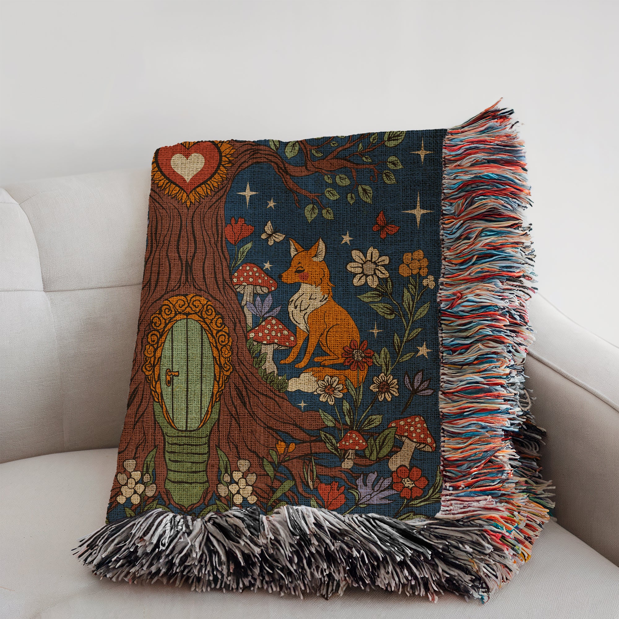 Magical Forest Woven Blanket, Detail View