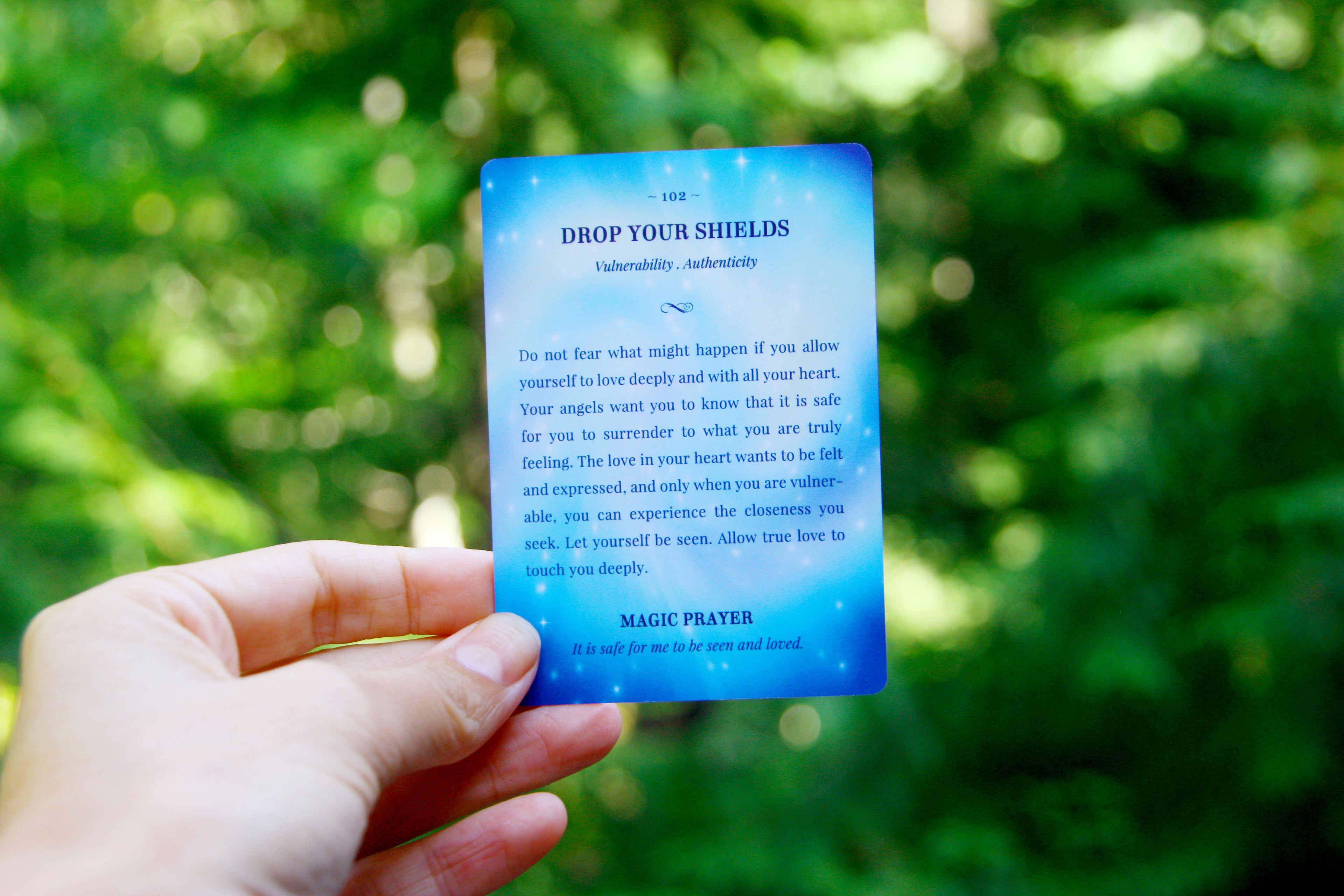 Magical Heart Healing Cards, Card #102, Drop Your Shields