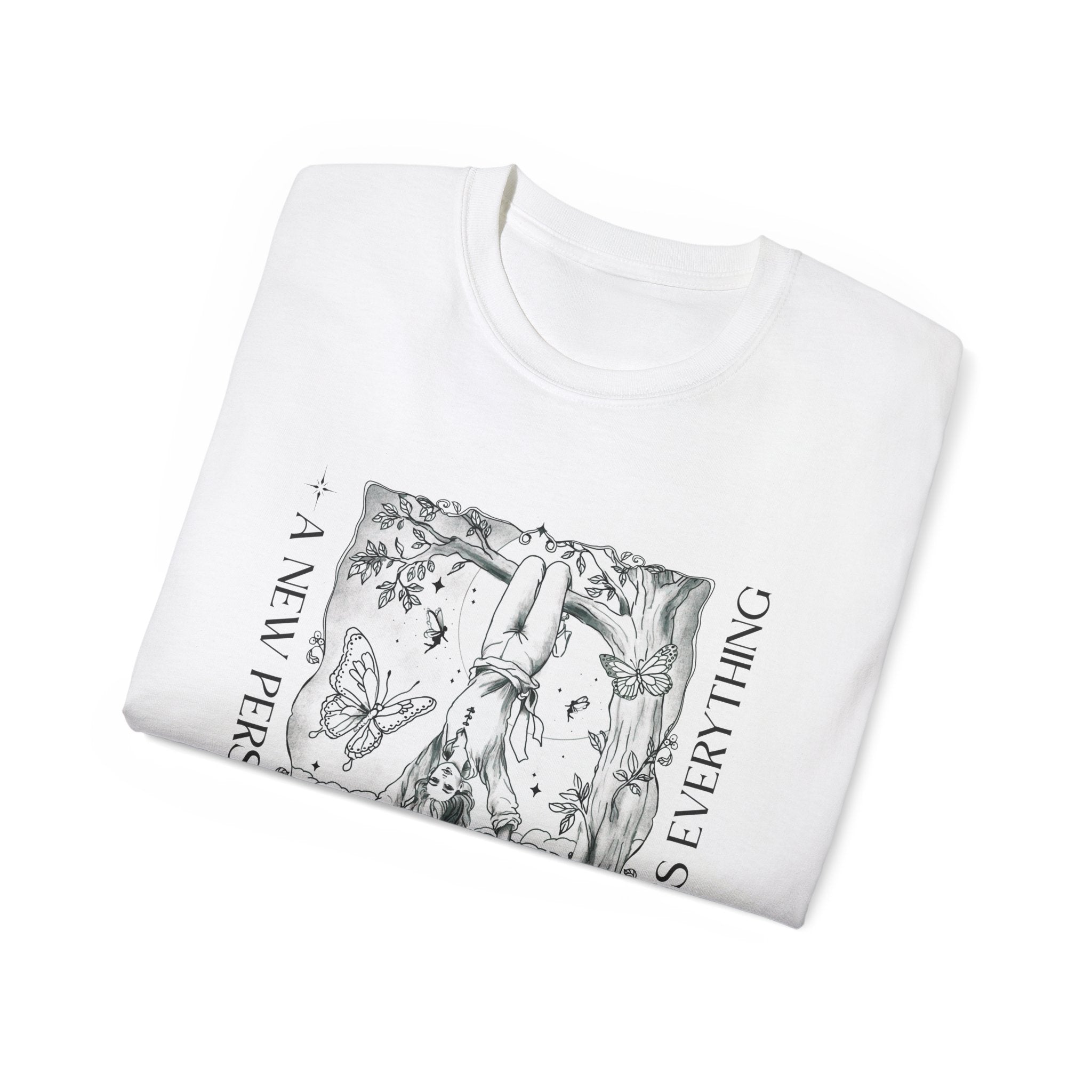 Women's Inspirational Cotton T-Shirt: A New Perspective (Folded)
