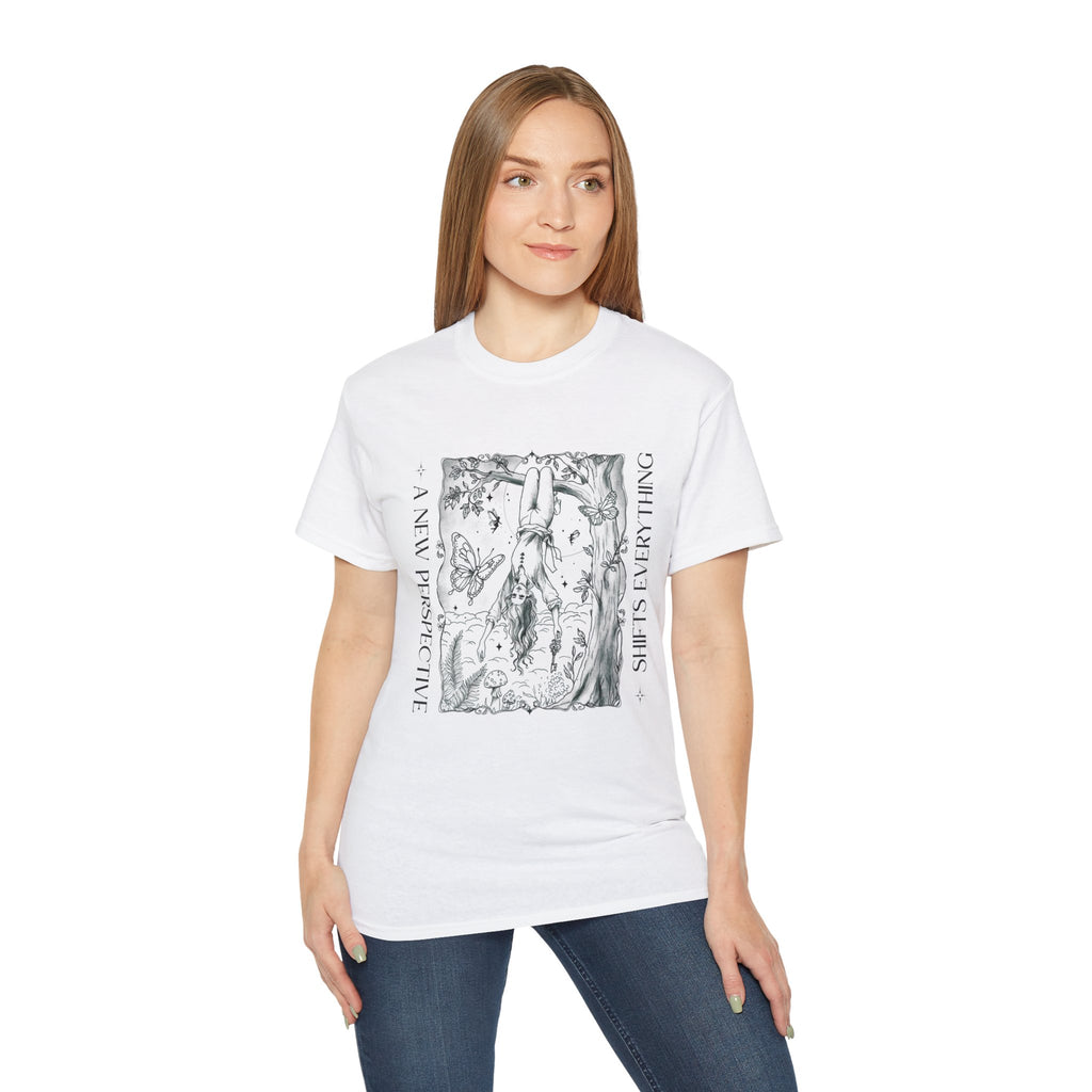 Women's Inspirational Cotton T-Shirt: A New Perspective (Model)